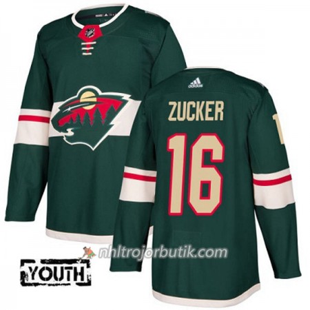 Barn Ishockey Minnesota Wild Tröja Jason Zucker 16 Adidas 2017-2018 Grön Authentic